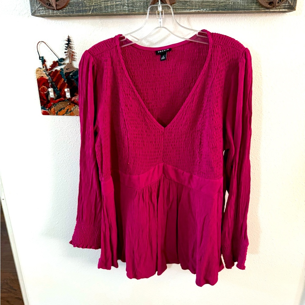 Elegant Torrid dark  Pink Women's blouse with the cutest details size 2